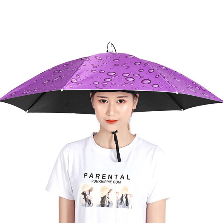 Terupdate  Topi Payung Dewasa Jumbo Anti Hujan Panas Pelindung Kepala Anti Sinar UV Headband Umbrell