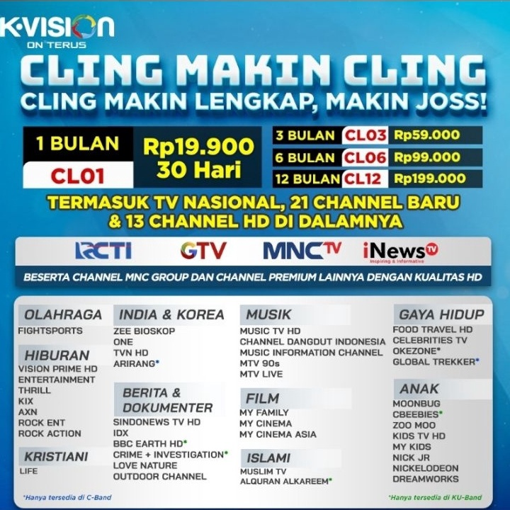 K VISION paket cling 1 tahun36 Hari MNC GROUP KVISION CL12