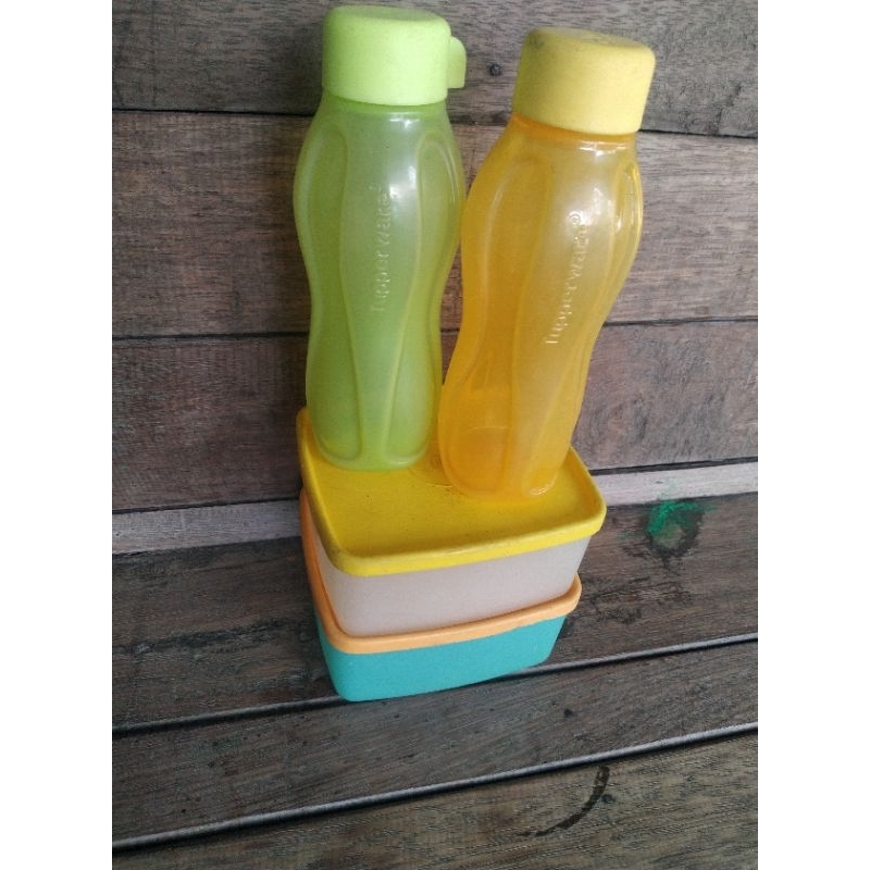 paket bekal ORI Tupperware ukuran kecil botol + kotak second