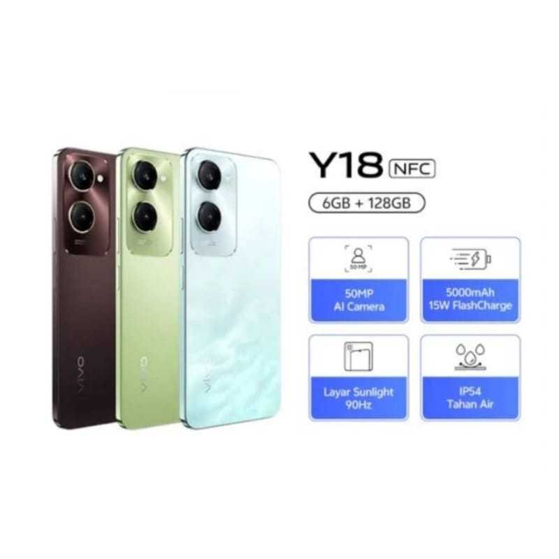 VIVO Y18 RAM 4/64GB 4/128GB 6/128GB - NFC - 50 MP KAMERA GARANSI RESMI VIVO INDONESIA