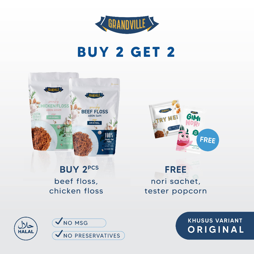 

[BUY 2 GET 2] Grandville Abon SAPI & AYAM Crunchy Duo Mix Pack Free 2 Tester