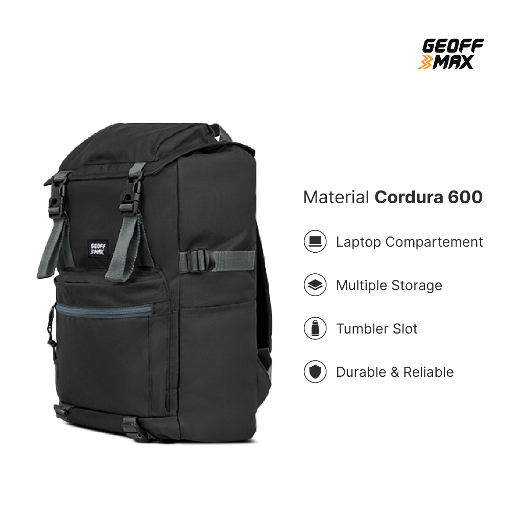 Geoff Max - Almost All Black - Backpack Tas Ransel Pria | Tas Sekolah Kuliah
