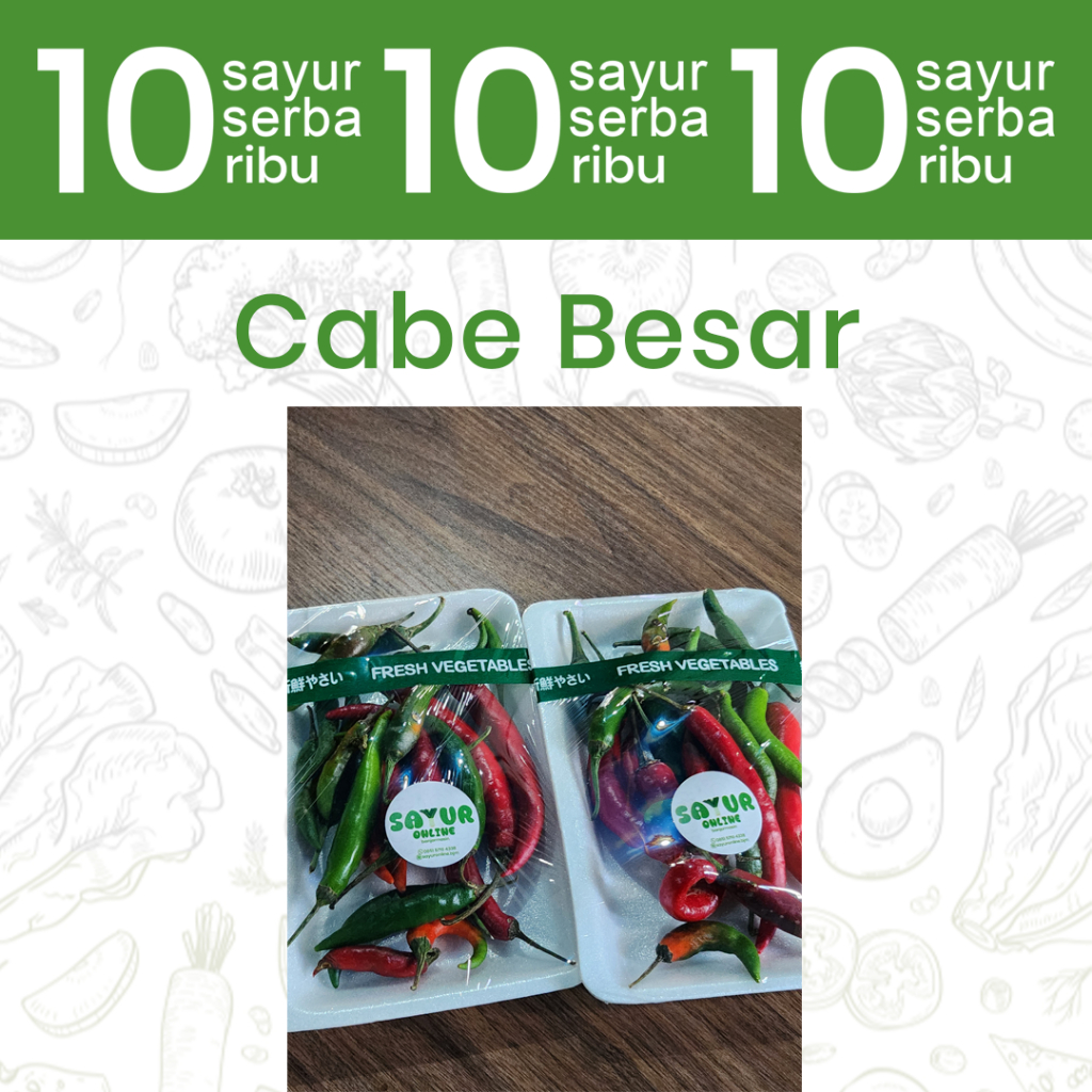 

Cabe besar / cabe besar pack / sayur cabe besar (berat 300 gram)