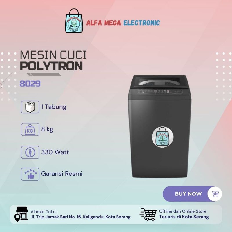 Mesin Cuci Top Loading Polytron 8029