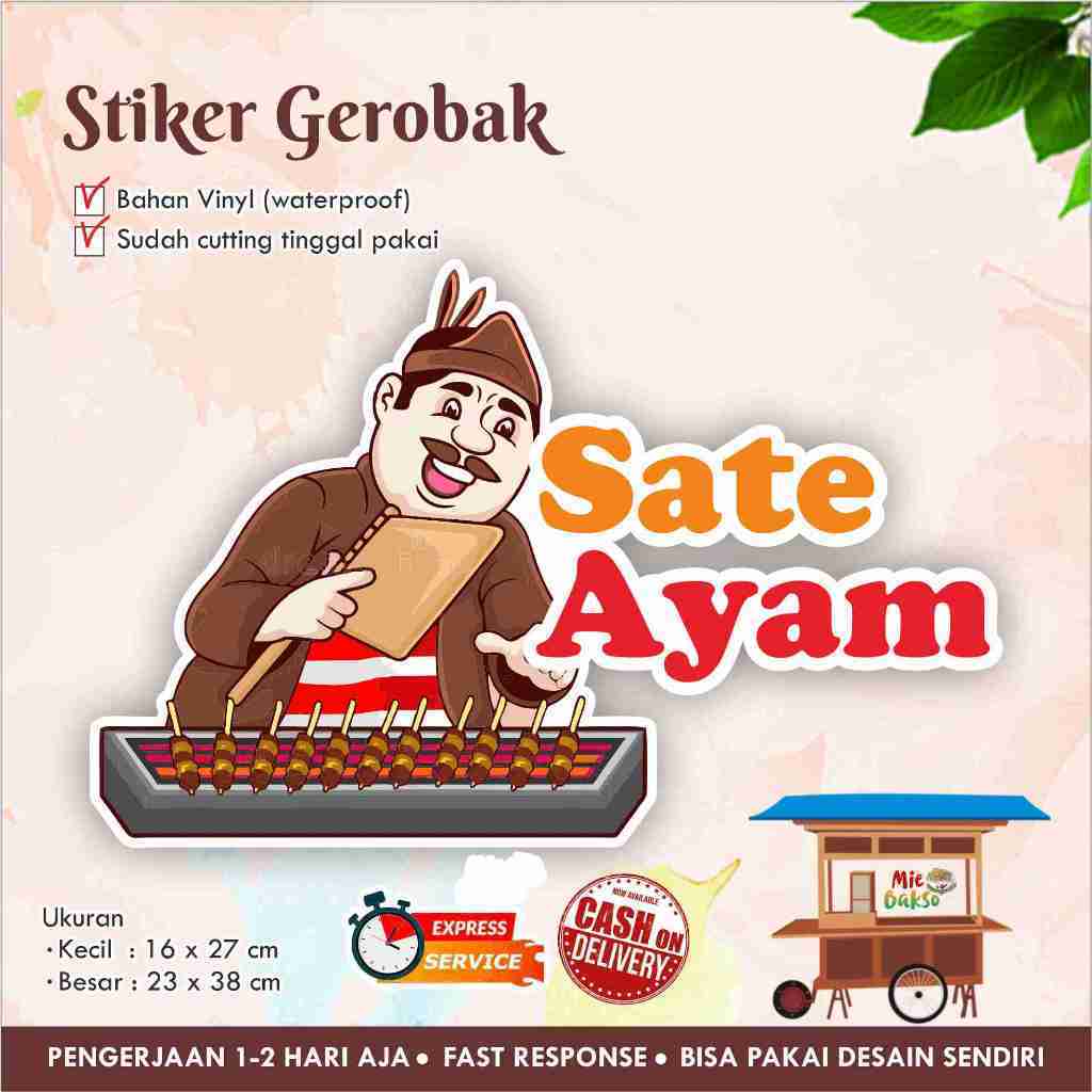 

STIKER KACA GEROBAK VINYL SATE AYAM / LABEL MAKANAN