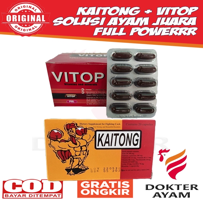 Paket Kompit Kaitong Dan Vitop Vitamin Untuk Ayam Original Thailand
