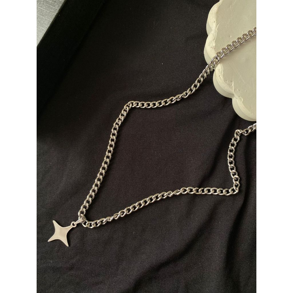 axoraa - store - kalung rantai baja titanium liontin bintang pendek anti luntur