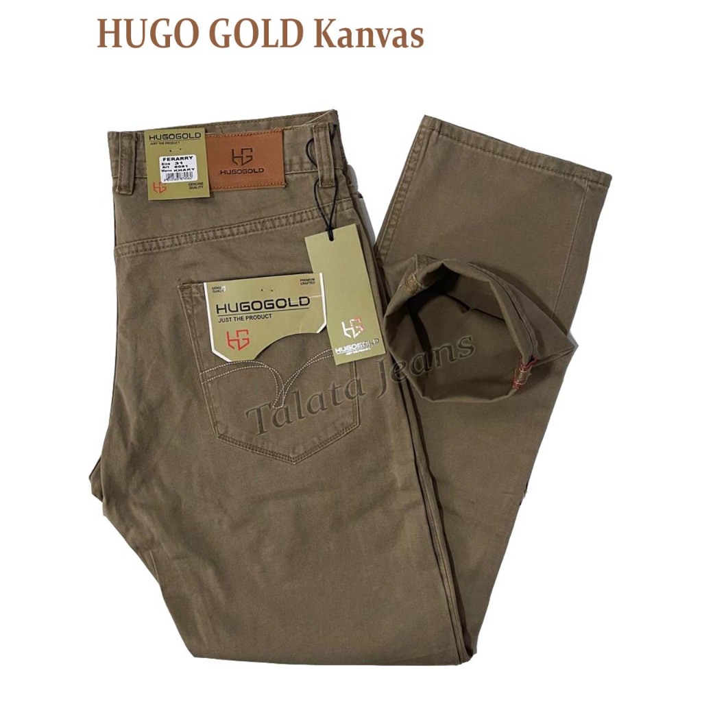 Celana Panjang Kanvas Pria Standard HUGO GOLD  COTTON DENIM Premium - Celana Kanvas Lembut Berkualit