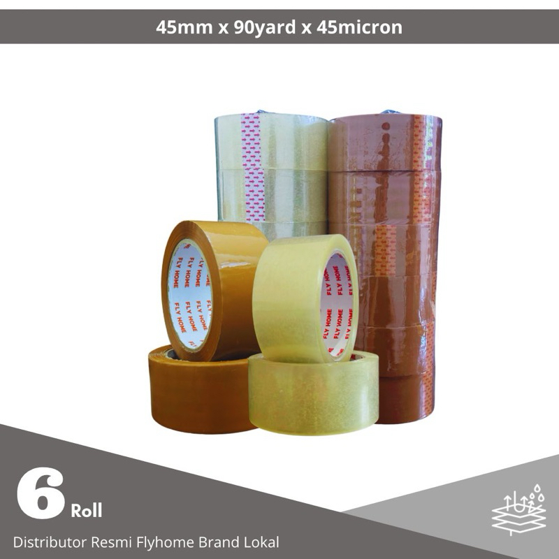 

45x90Y Lakban bening coklat 2inchi 6roll 45x90 Yard Solasi/Selotip/Tape