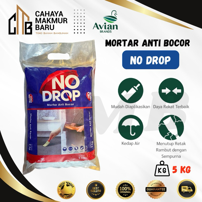 No Drop Mortar Semen Acian Waterproofing Anti Bocor 5 KG / Semen Plamir Pelapis Anti Bocor No Drop 5