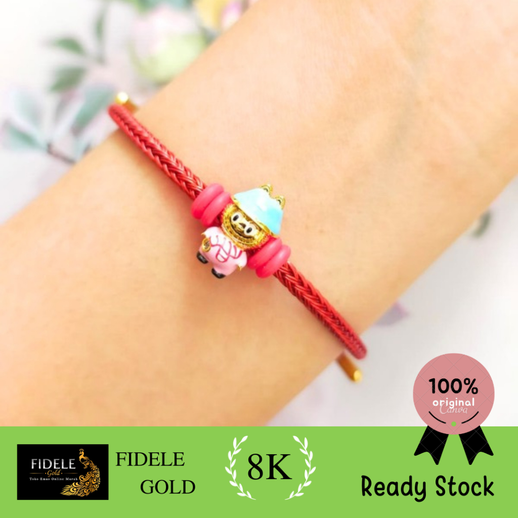 Gelang charm labubu emas fashion ubs gold toko surabaya 375 8k