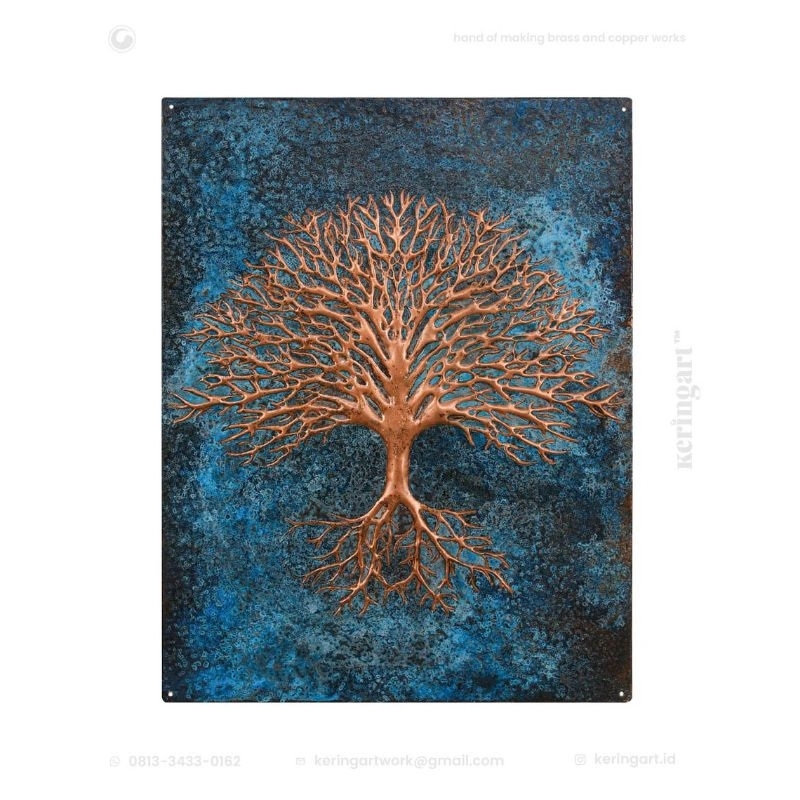 wall art - hiasan dinding - wall decoration pohon beringin bahan tembaga