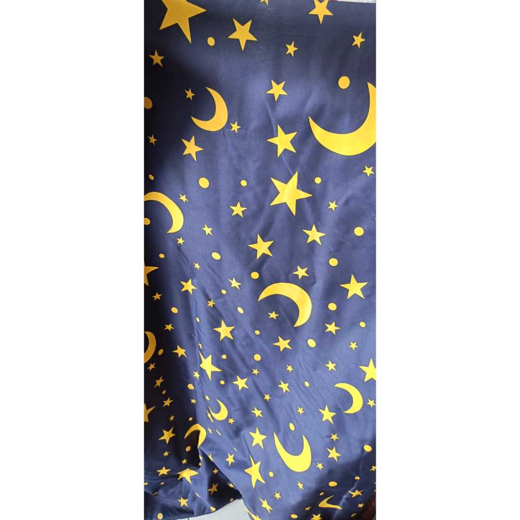 Bahan Kain Sprei Disperse Motif Bulan Bintang Katun Microsilk Bahan Meteran Gorden,seprai