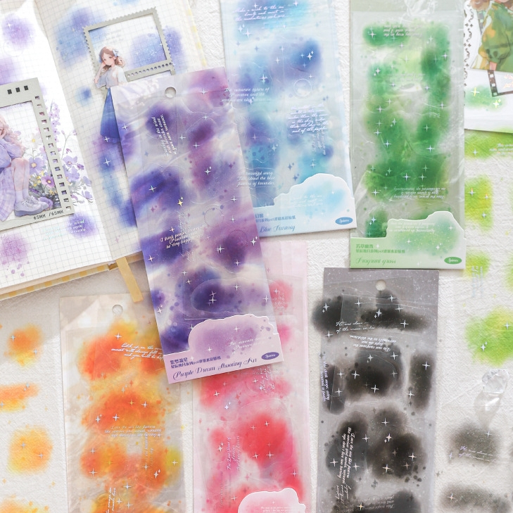 

3 Lembar Sticker Watercolor Cat Air PET Estetik Stiker