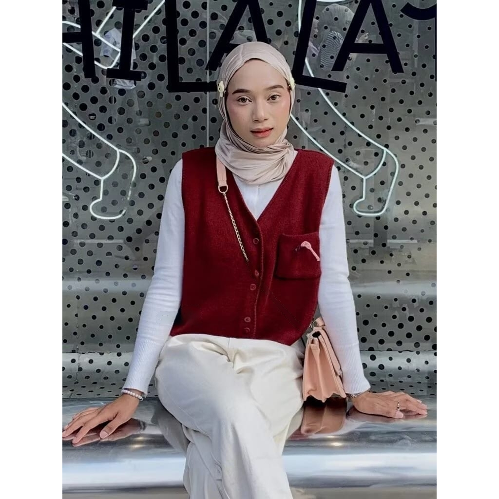 Kimmy Vest Knit - Spring Top Vest / Vest  Knit Premium / Rompi Rajut Pita