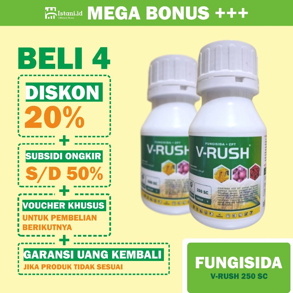 250ml V-RUSH 250 SC - Fungisida Azoksistrobin Untuk Penyakit Jamur  Semua Jenis Tanaman