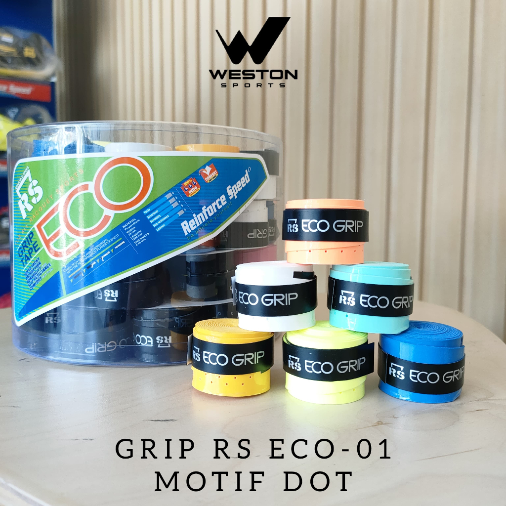 GRIP Tape RS ECO-01 MOTIF DOT / BINTIK Grip Raket Badminton Tennis Anti Slip Grip Karet Motif Dot Bi
