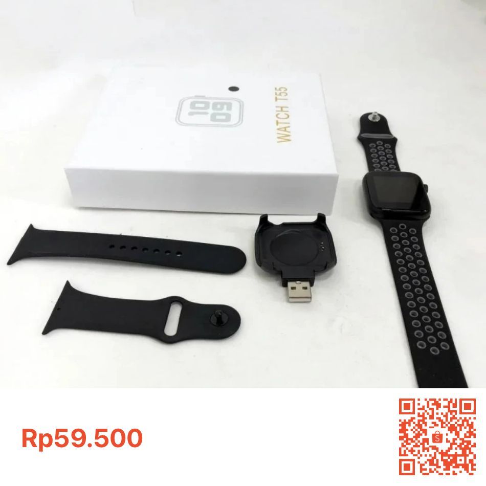 RJ2 JAM TANGAN SMARTWATCH T55 DAPAT 2 TALI / T500 / T500+ BLUETOOTH TOUCHSCREEN