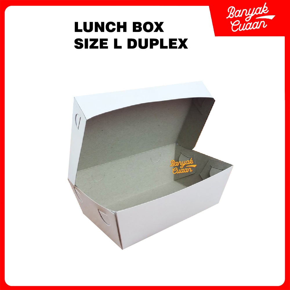 Paper Lunch Box L Duplex Putih (1 Pcs) / Kotak nasi ukuran L Duplex PE 325GSM