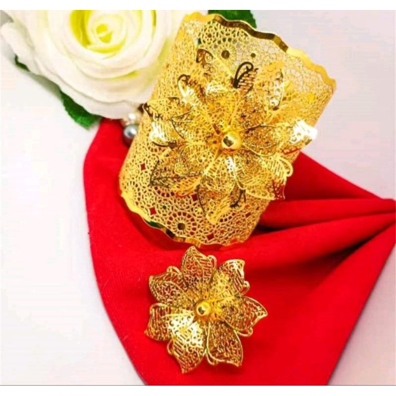 GELANG BUNGA KENDARI DUBAI FREE CINCIN BUNGA KENDARI LAPIS EMAS 24K