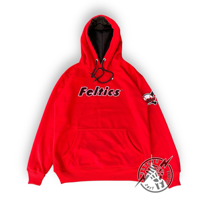 Sweater Hoodie Feltics Bordir Towel Merah Full Tag