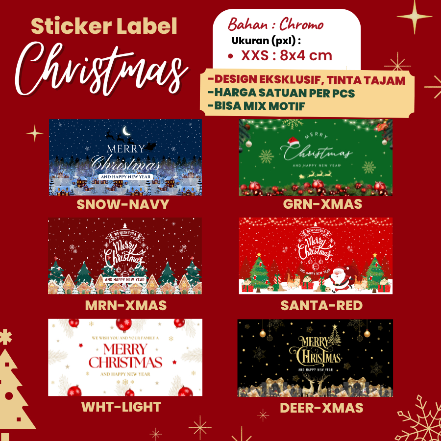 

Stiker Natal 8x4 cm untuk Toples Xmas Hampers Sticker Kue Merry Christmas by Hapunni