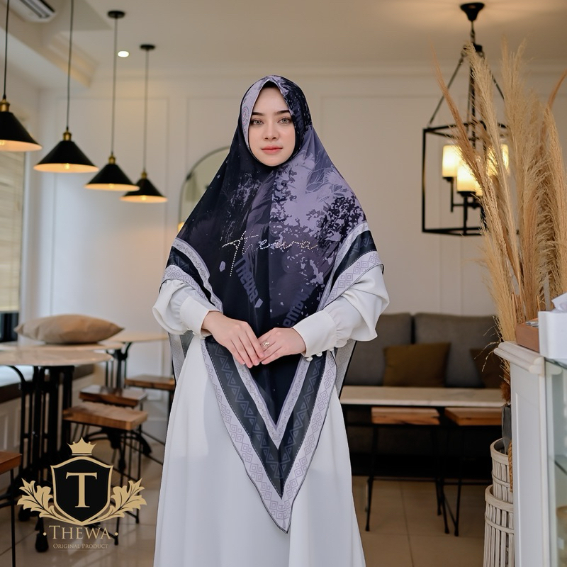 THEWA - Hijab Khimar Aurora Payet Digital Printing Kerudung Ceruty Babydoll