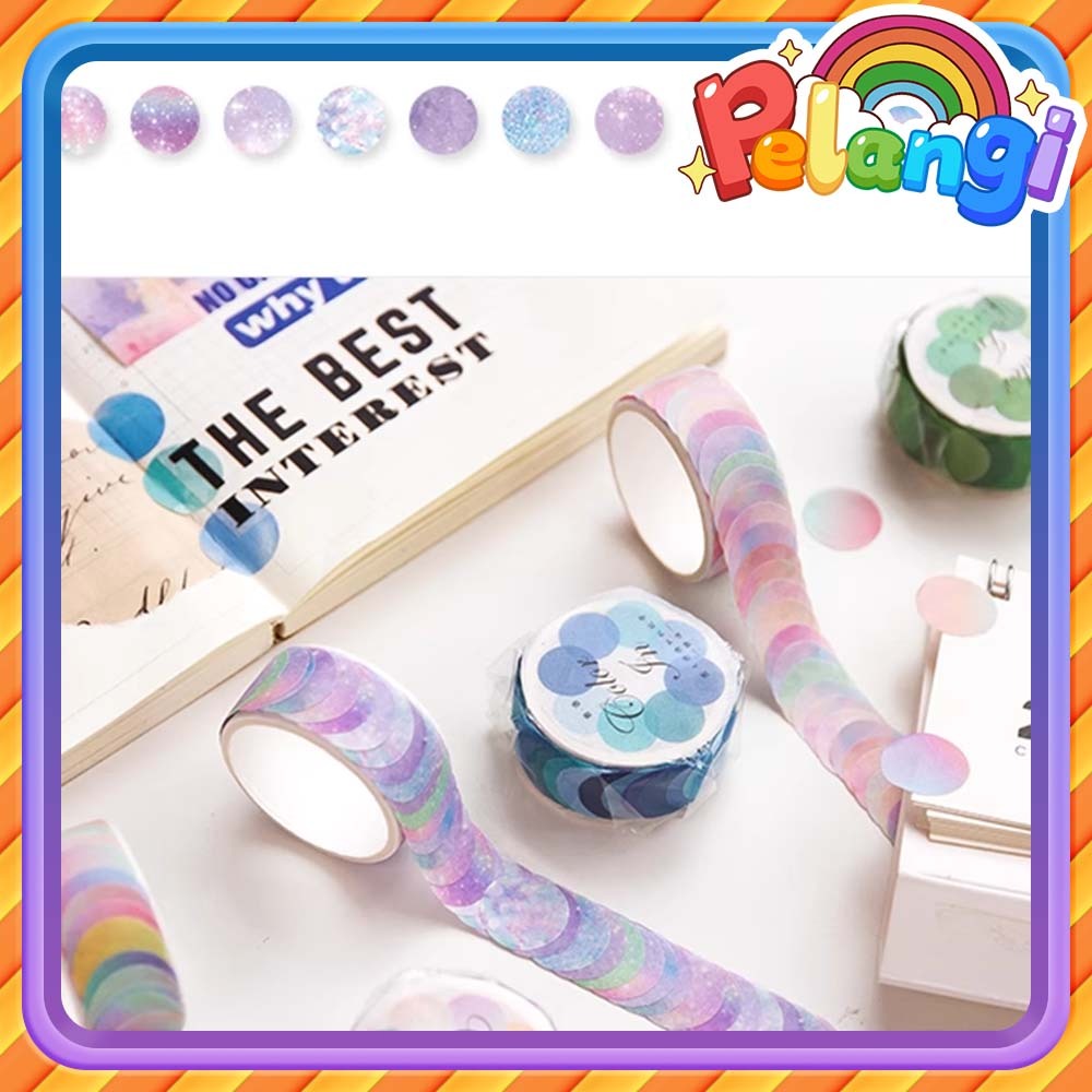 

100 Lembar Sticker Tape Aesthetic Stiker Deco Dot Washi Tape Kecil Warna-Warni Deco Masking Tape Planner Jurnal kamus DIY