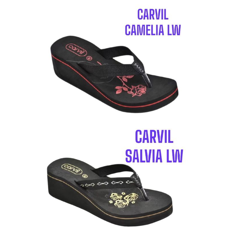 SANDAL JEPIT SPON WANITA WEDGES CARVIL ORIGINAL BRAND CARVIL