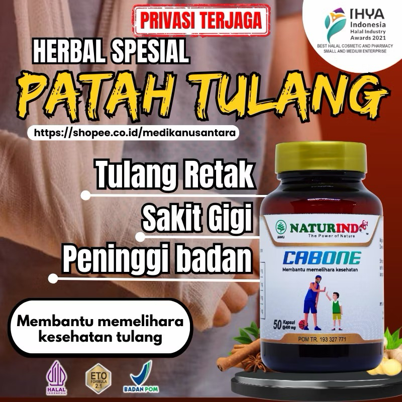 

Naturindo Obat Herbal Suplemen Nutrisi Kalsium Peninggi Badan Patah Retak Tulang Cabone