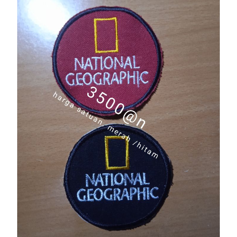 bordir National Geographic, emblem National Geographic. tempelan baju National Geographic.