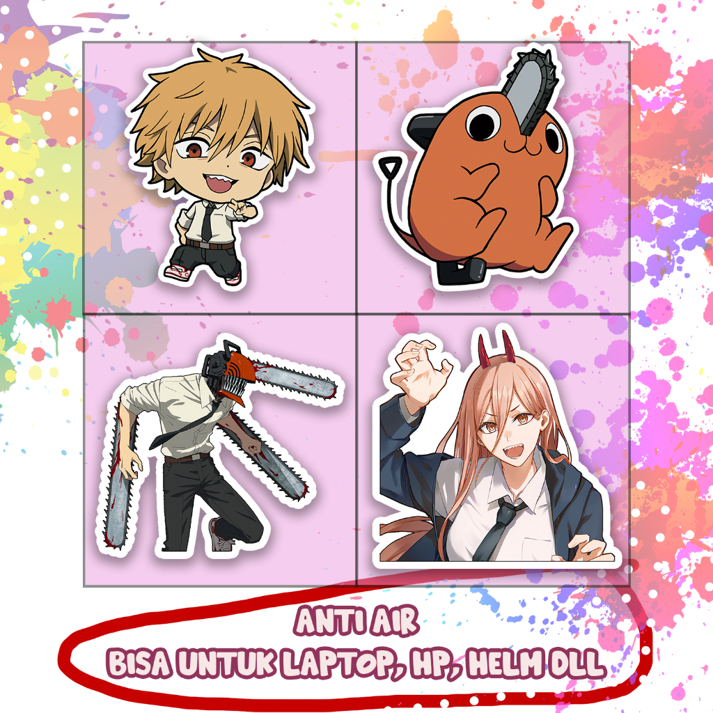 

Stiker Chainsaw Man Denji Pochita Power Makima, Sticker Lucu Murah