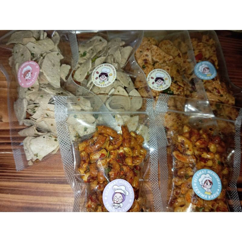 

PO mix basreng ori & pedas,makaroni bantet daun jeruk 6pcs