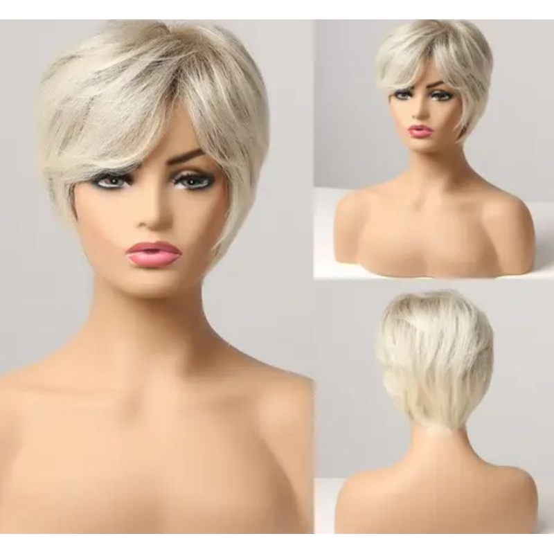Griya Rema Wig Wanita Silver Wig Korean Style Wig Wanita Model Pendek Wig Shorty Rambut Palsu Wanita