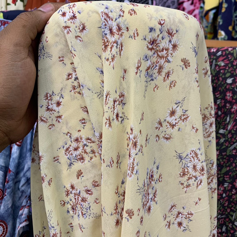 kain sifon motif bunga - kain chiffon import - kain ceruti motif bunga kecil - kain ceruty babydoll 