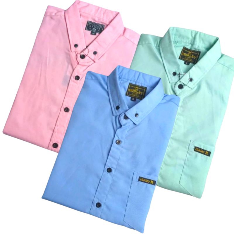 Kemeja Pria Lengan Pendek Baju Cowok Distro Hem Polos