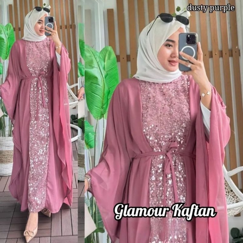 TERBARU-GLAMOUR KAFTAN PREMIUM -KAFTAN MODEL TERBARU LEBARAN PESTA KEKINIAN - DRESS WANITA KAFTAN MO