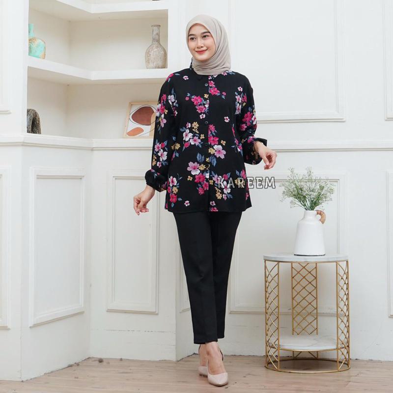 Kemeja Rayon Motif Terbaru Size M L XL XXL / Blouse Rayon Twill Premium / Kemeja Oversize LD 120 / K