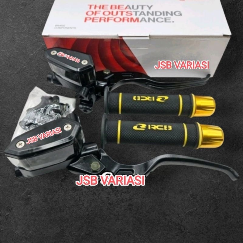 Paket 3in1 Master Rem 2 Tabung Tipe Oval Kiri Kanan + Handgrip RCB HG55 Original + Jalu Stang CNC Un