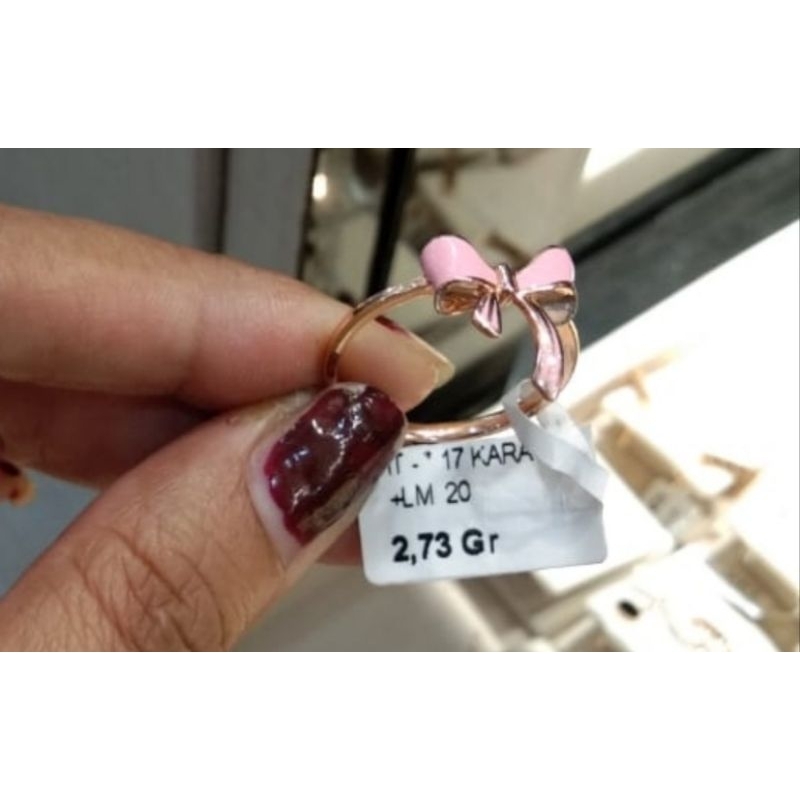 Cincin emas 75 pita pink rose