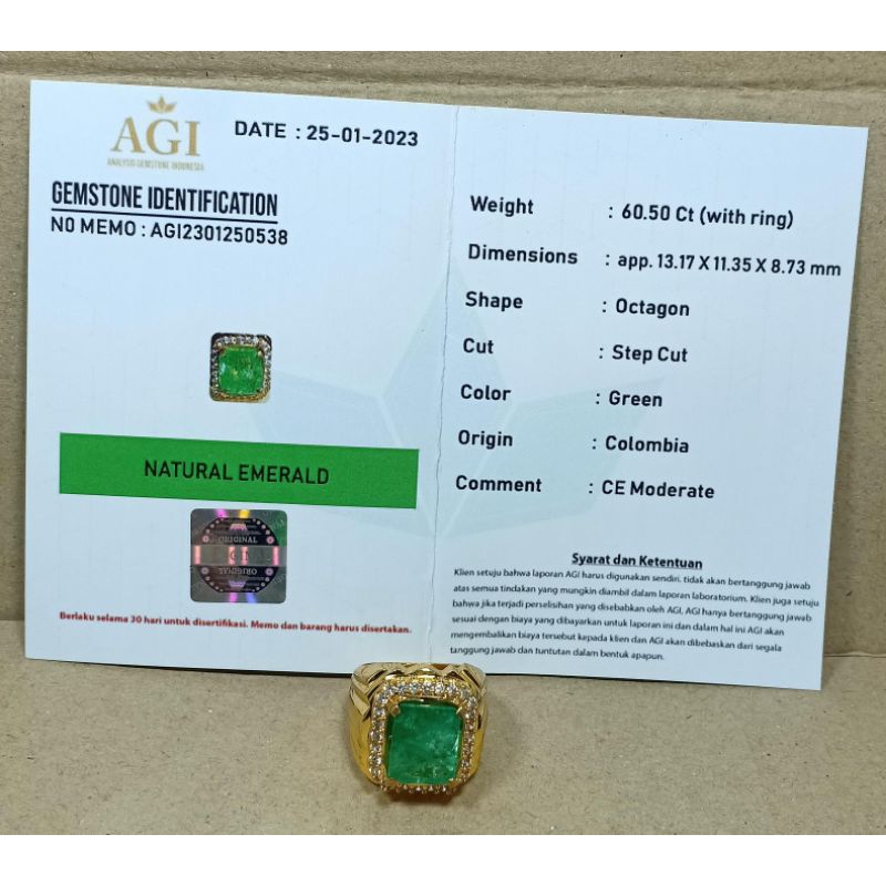 RING PERAK BANGKOK 926 BATU ZAMRUD ASLI NATURAL BERSERTIFIKAT