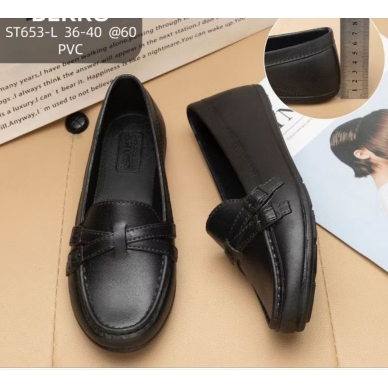 Sepatu Flat Shoes Jelly Wanita Hitam Kerja Import Terbaru 653