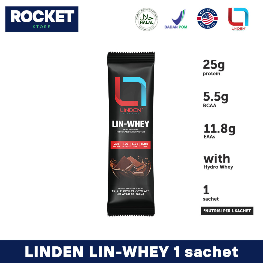 Linden Nutrition Lin-Whey 1 sachet ecer eceran - with Hydro Whey Protein LinWhey