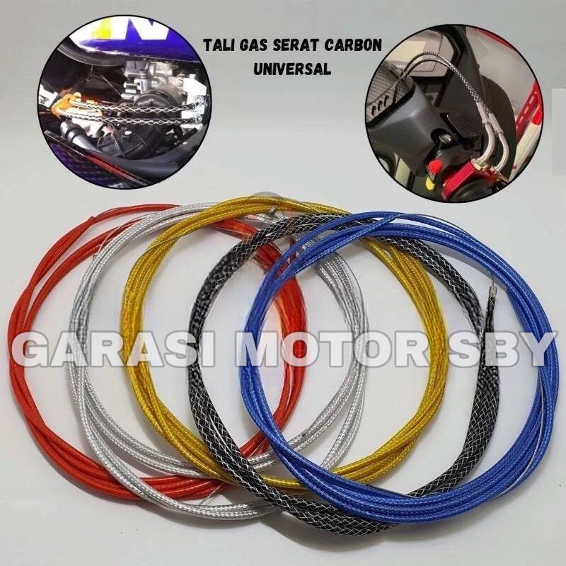 Kabel gas tali gas spontan serat carbon panjang 220cm/2,2meter universal