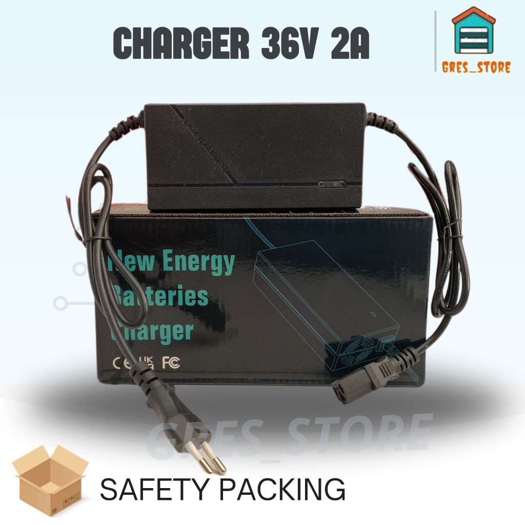 Adaptor Charger Baterai Skuter Sepeda Listrik DC 36V 2A - Termurah charger 36volt 12ah cas sepeda li