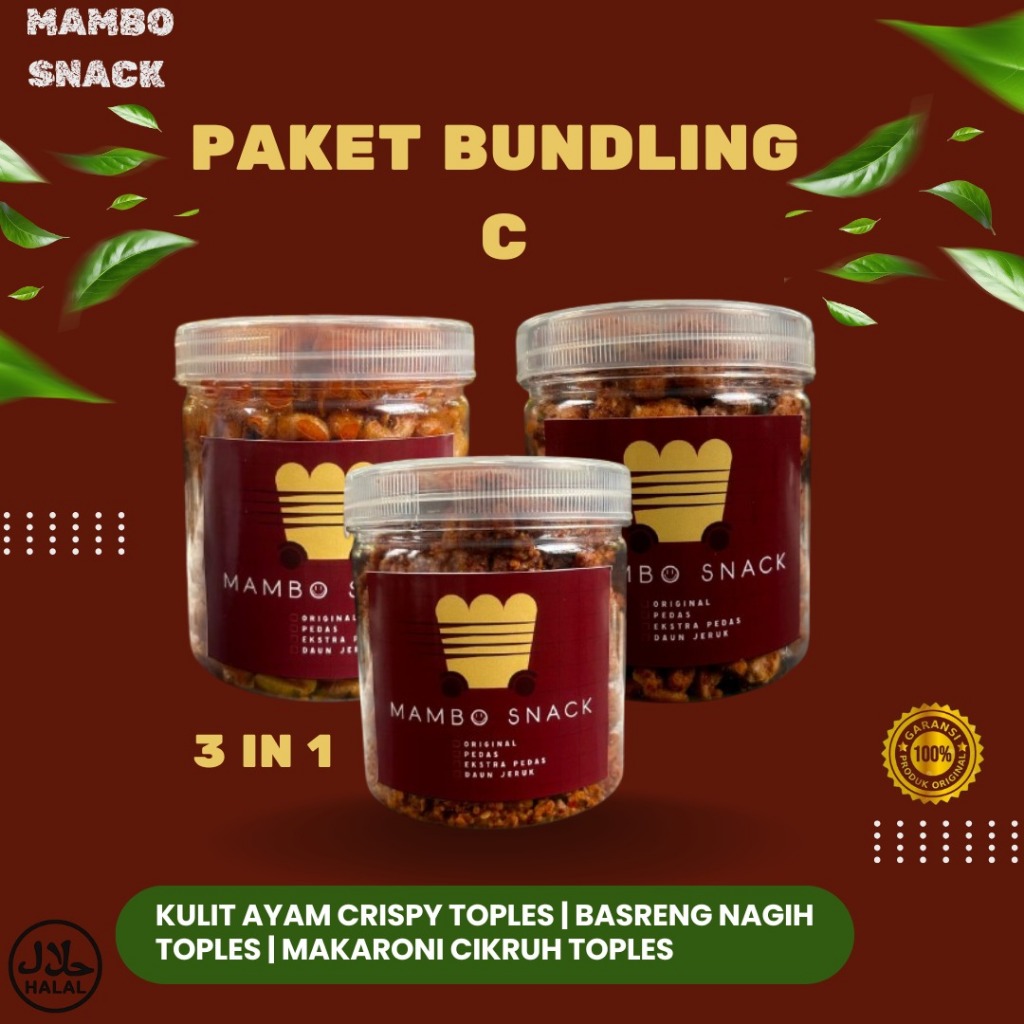 

Paket Bundling Hemat C - Cemilan Kulit Crispy, Basreng Nagih, Makaroni Cikruh Pedas Daun Jeruk