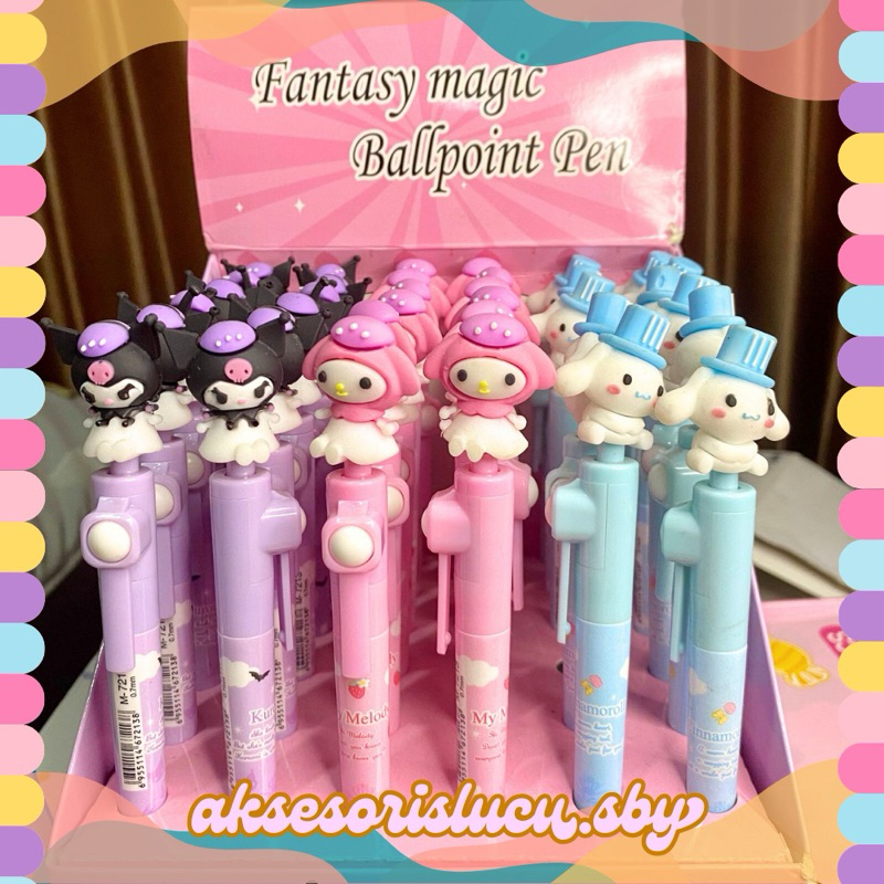 

BOLPOIN / PULPEN / PEN TINTA HITAM 0.7mm SANRIO KUROMI / MELODY / CIROL