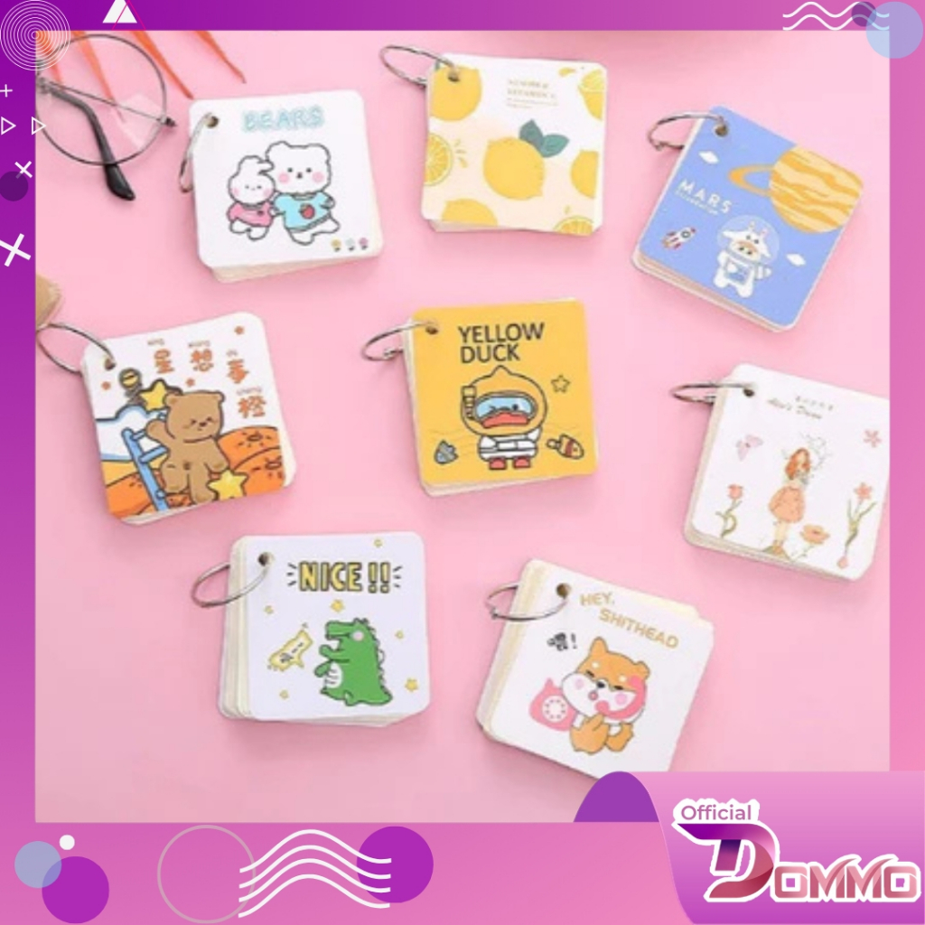 

DOMMO - D2003 Notebook Ring Mini Isi 80 Lembar Buku Note Gantung Karakter Lucu Sticky Note Lucu Notepad Dengan Gantungan DIY Book 80Lembar