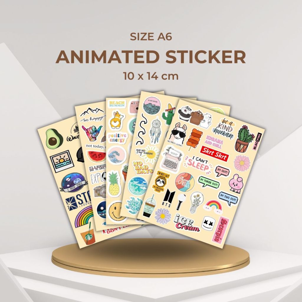 

Stiker Aesthetic Animated Stiker Aesthetic Deco Planner Album Scrapbook Journal Freebies Notes DIY Sticker Size A6 10 x 14 cm