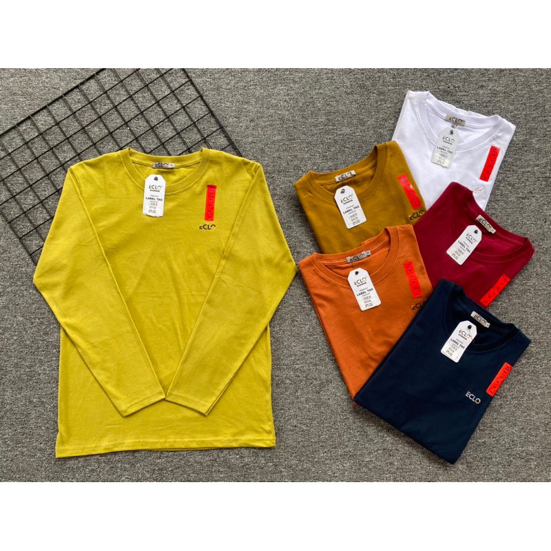kaos lengan panjang perempuan ECLO kaos oblong lengan panjang cewek kaos branded kaos polos lengan p